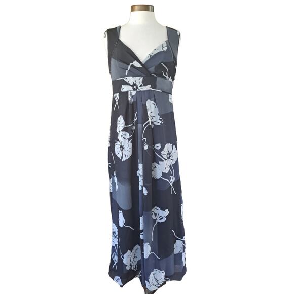 NWT Coldwater Creek Floral Print Flowy Maxi Dress Size 8 in Gray - Picture 1 of 8